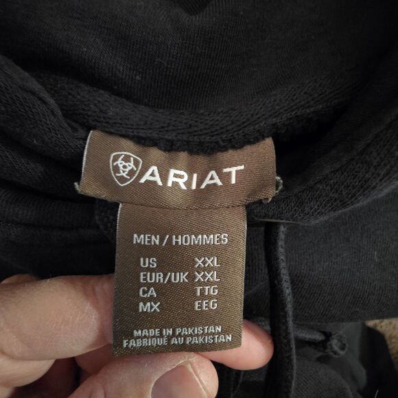 Ariat Sweatshirt Hoodie Size XXL Black American Leather Flag Patriotic - Picture 7 of 8
